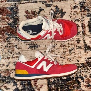 New Balance Red and White Athletic Shoes